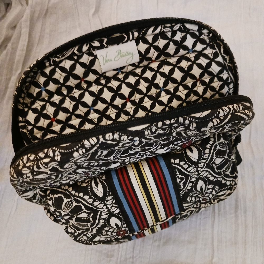 Floral Patterned Black White Backpack - image 2